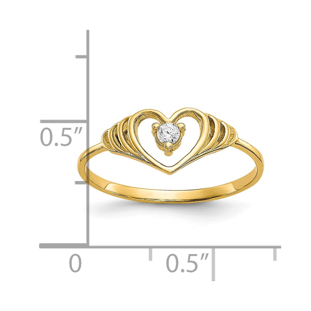 10K Gelbgold Zirkonia Herz Ring