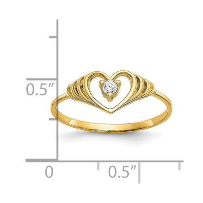 10K Gelbgold Zirkonia Herz Ring