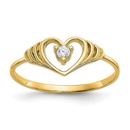 10K Gelbgold Zirkonia Herz Ring