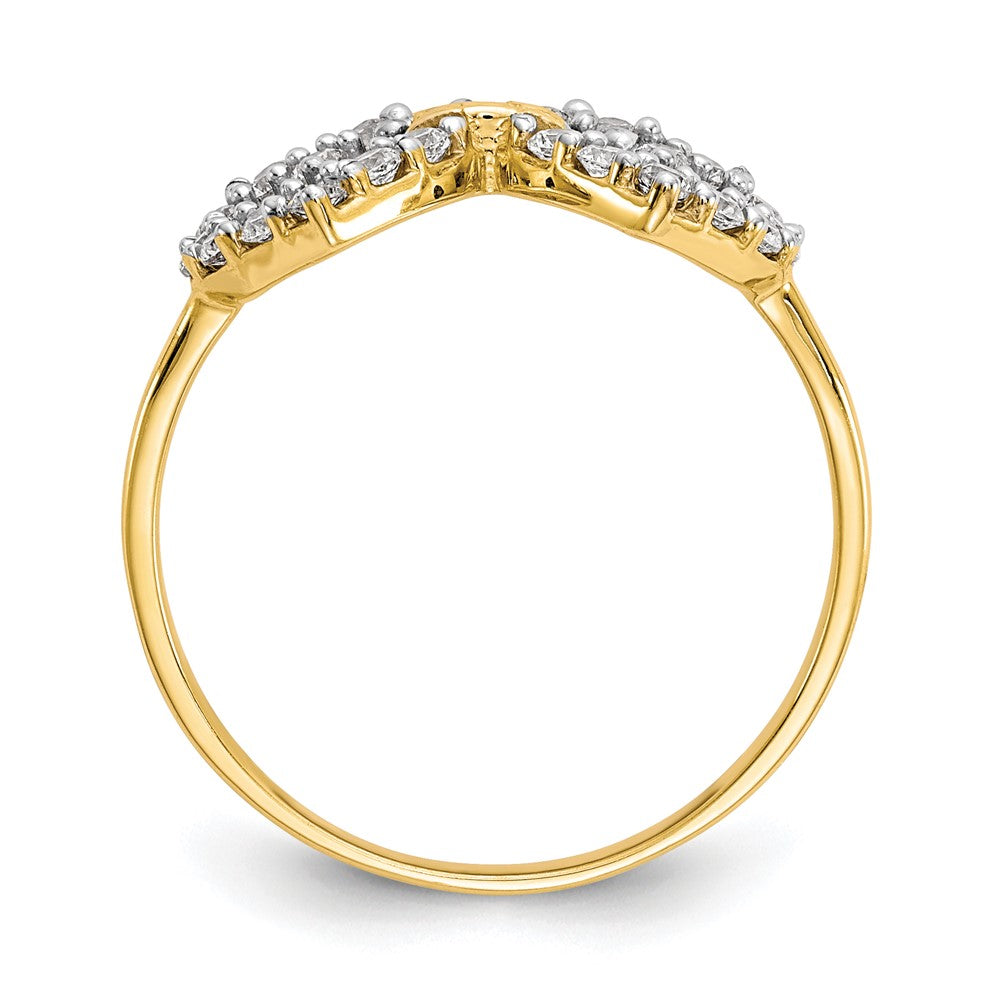 10K Gelbgold Doppelt Herz Zirkonia Ring