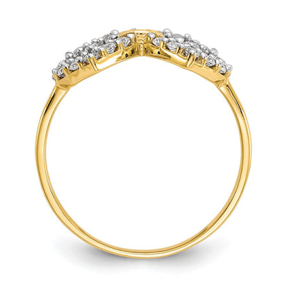 10K Gelbgold Doppelt Herz Zirkonia Ring