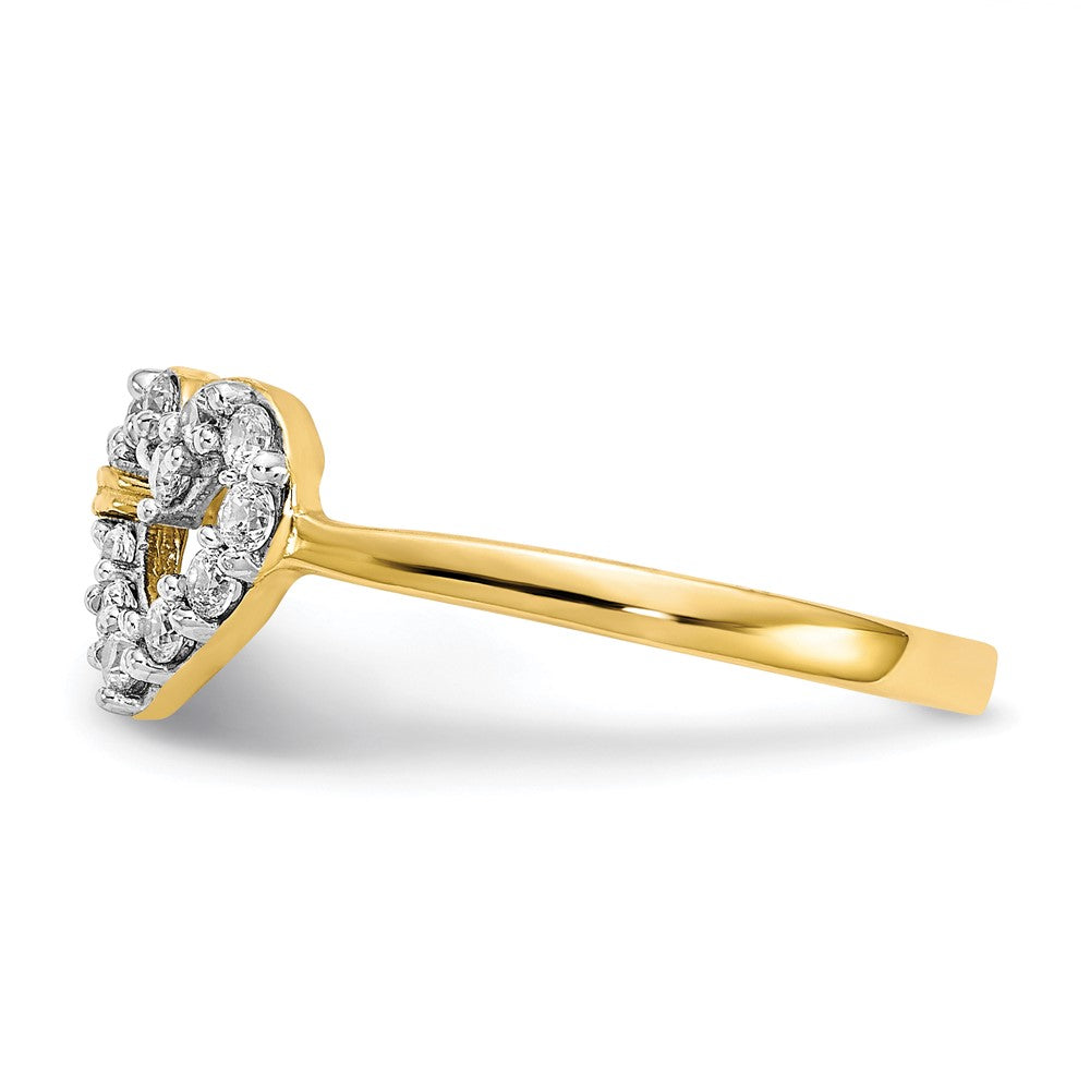 10K Gelbgold Doppelt Herz Zirkonia Ring