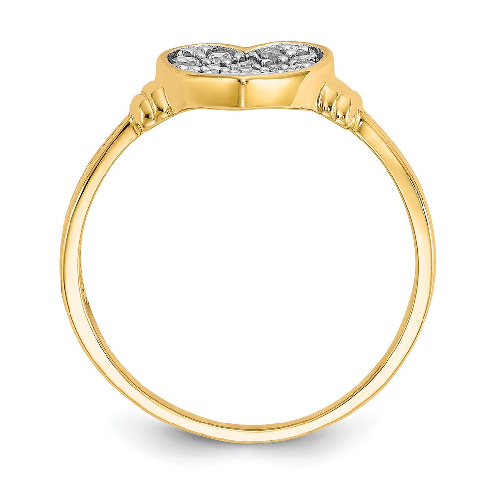 10K Gelb mit Rhodium 10K Zirkonia Herz Ring