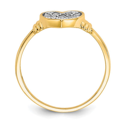 10K Gelb mit Rhodium 10K Zirkonia Herz Ring