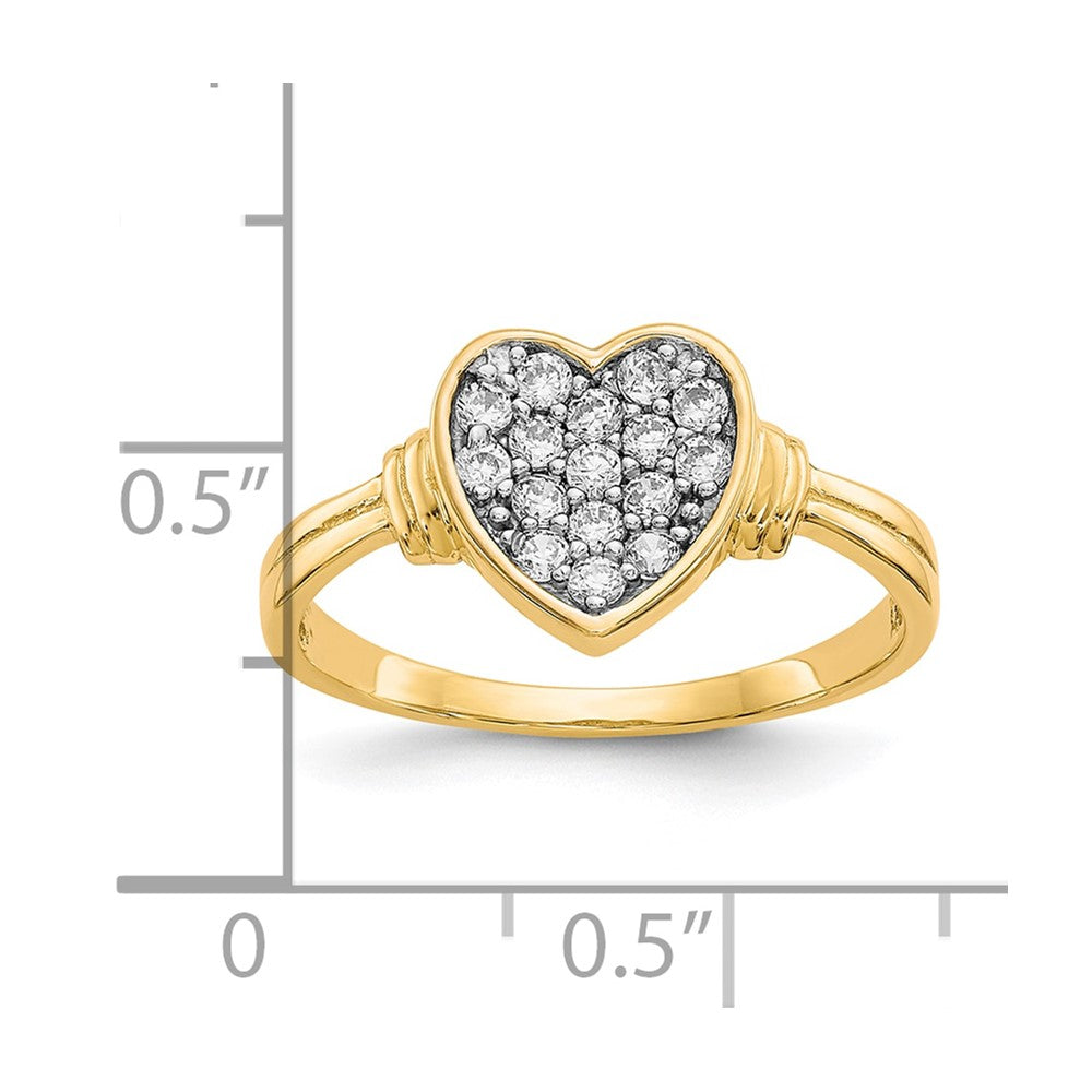 10K Gelb mit Rhodium 10K Zirkonia Herz Ring