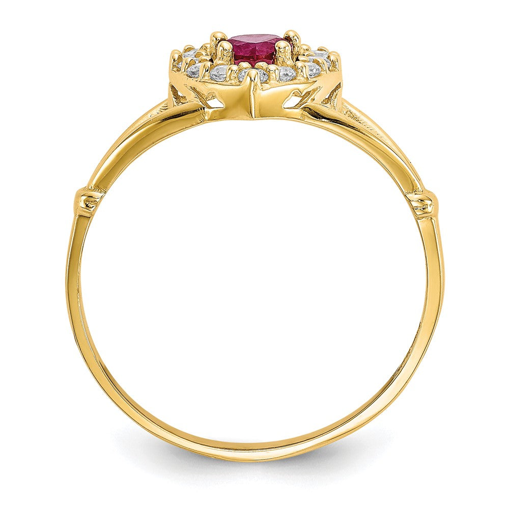 10K Gelbgold 10K Rot und Weiß Zirkonia Herz Ring