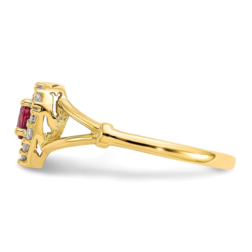 10K Gelbgold 10K Rot und Weiß Zirkonia Herz Ring