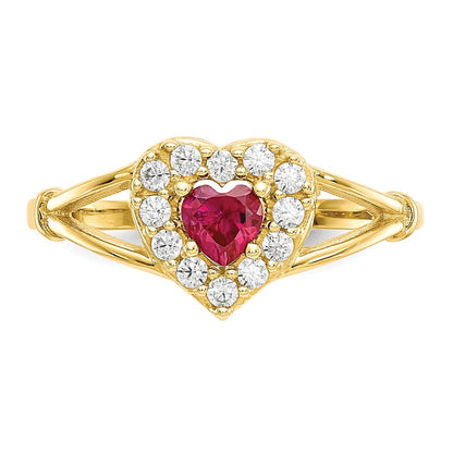 10K Gelbgold 10K Rot und Weiß Zirkonia Herz Ring