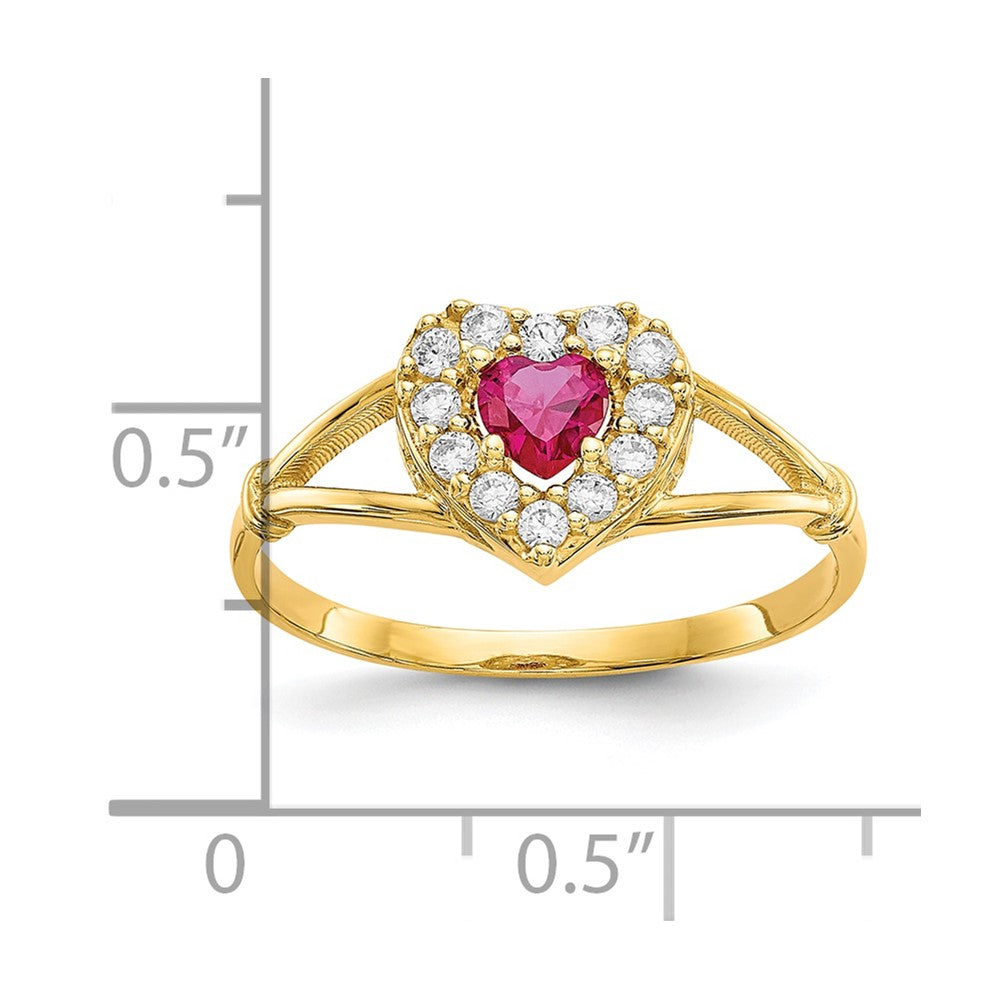 10K Gelbgold 10K Rot und Weiß Zirkonia Herz Ring