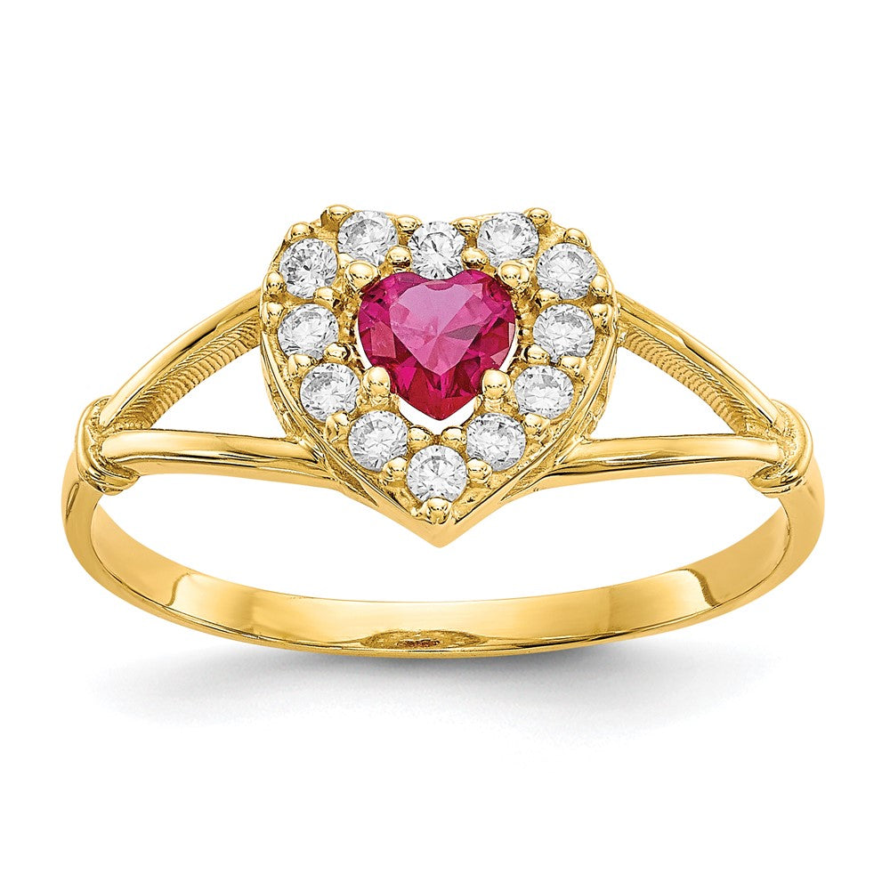 10K Gelbgold 10K Rot und Weiß Zirkonia Herz Ring
