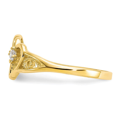 10K Gelbgold Doppelt Herz Zirkonia Ring