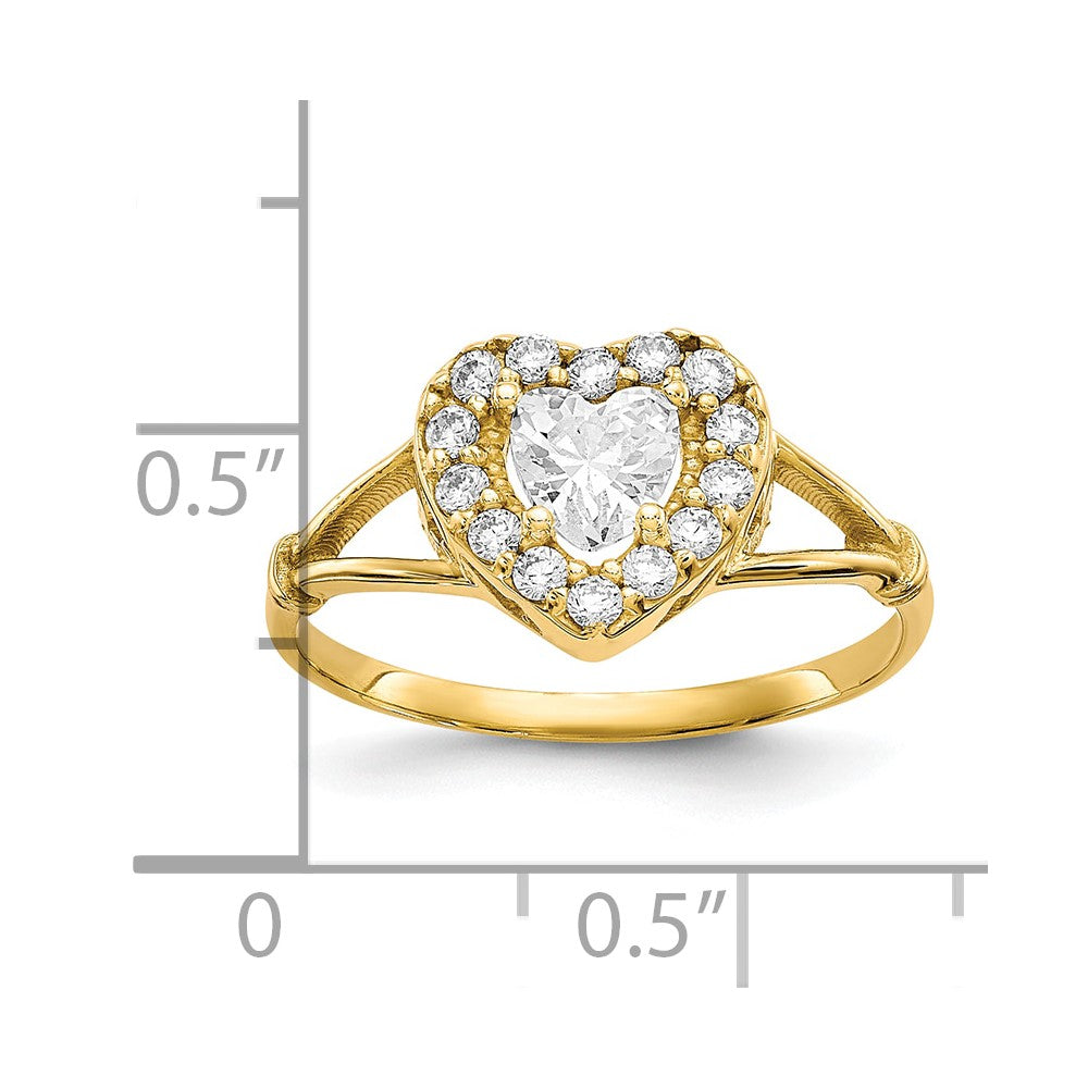 10K Gelbgold Zirkonia Herz Ring