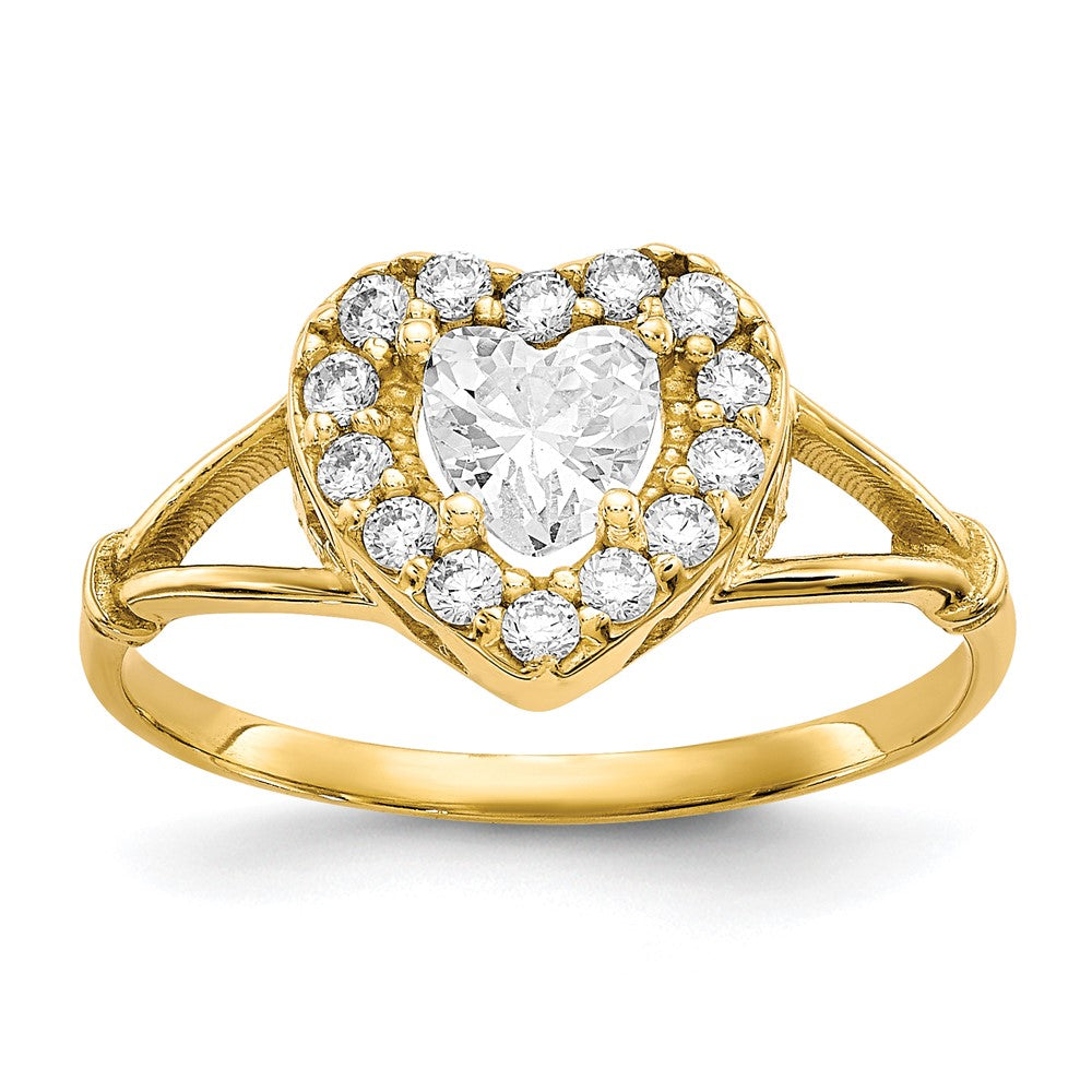 10K Gelbgold Zirkonia Herz Ring