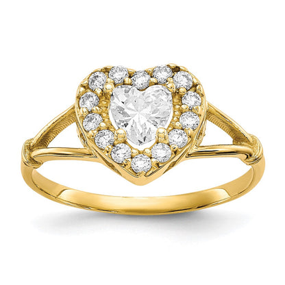 10K Gelbgold Zirkonia Herz Ring