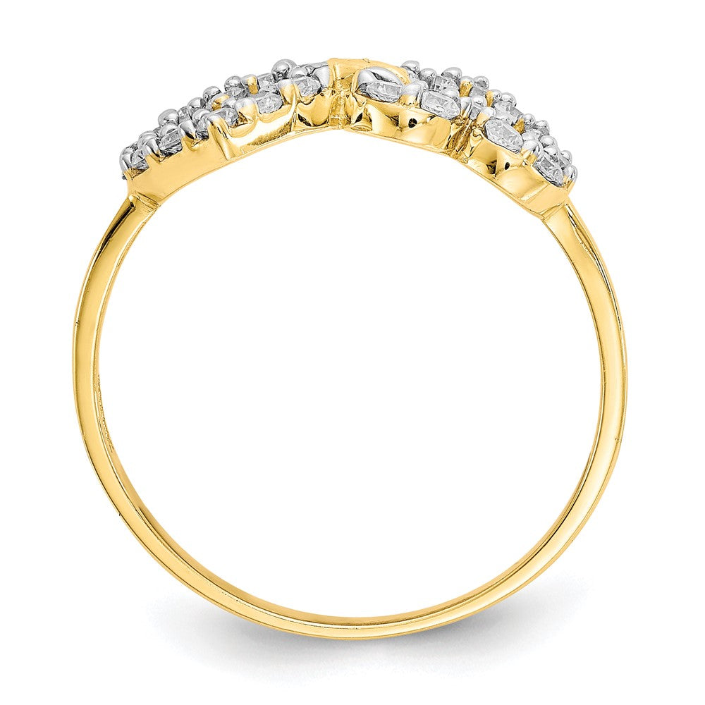10K Gelbgold Doppelt Herz Zirkonia Ring