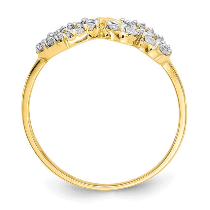 10K Gelbgold Doppelt Herz Zirkonia Ring