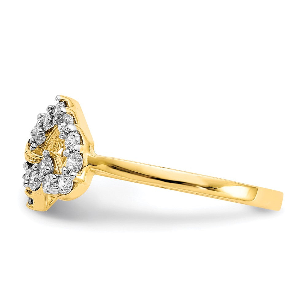 10K Gelbgold Doppelt Herz Zirkonia Ring