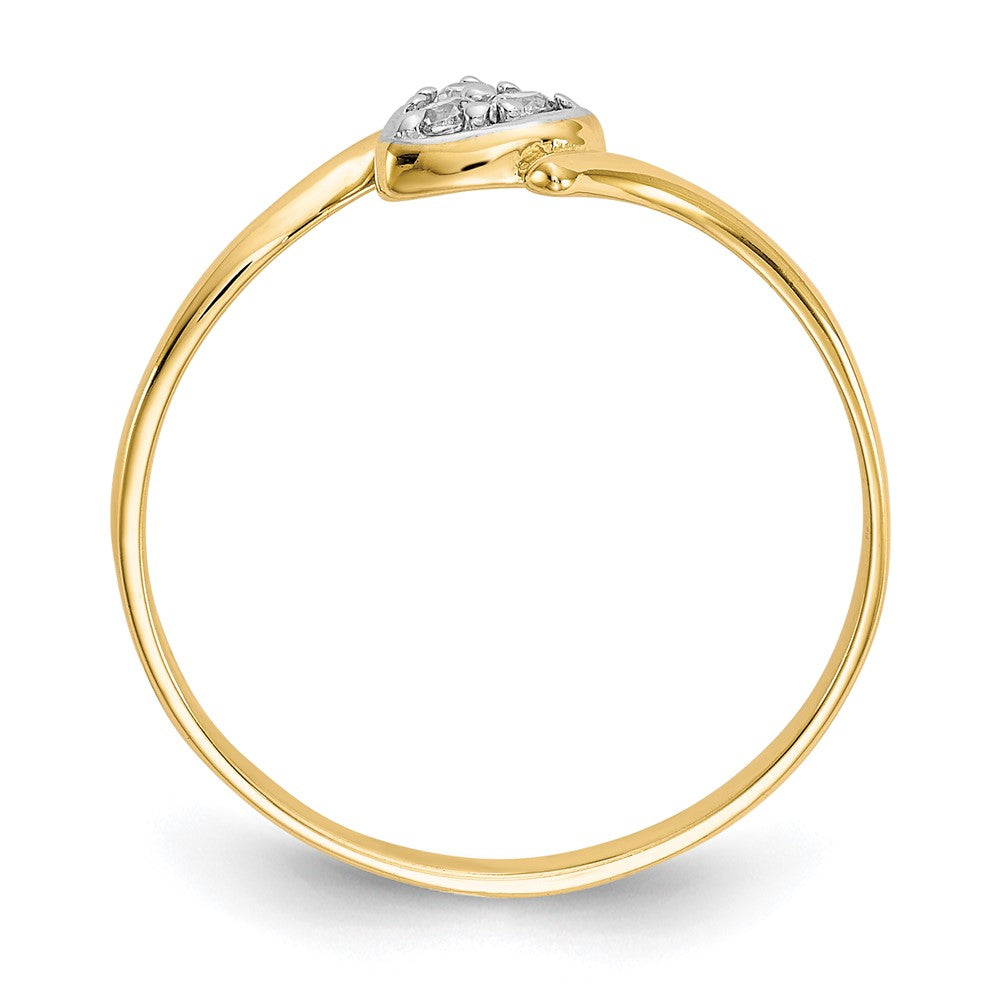 10K Gelb mit Rhodium 10K Zirkonia Herz Ring