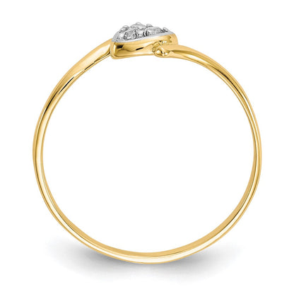 10K Gelb mit Rhodium 10K Zirkonia Herz Ring