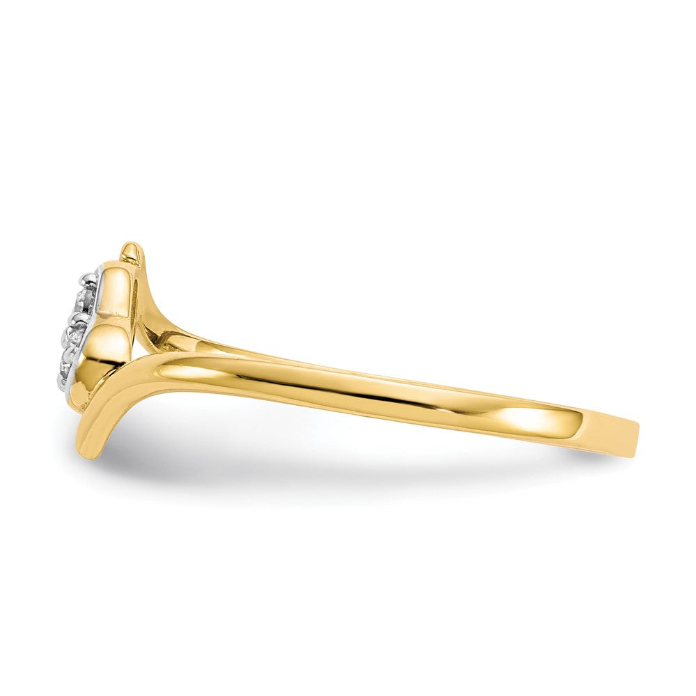 10K Gelb mit Rhodium 10K Zirkonia Herz Ring