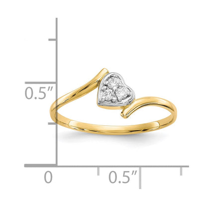 10K Gelb mit Rhodium 10K Zirkonia Herz Ring