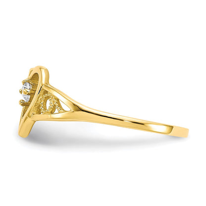 10K Gelbgold Herz Zirkonia Ring