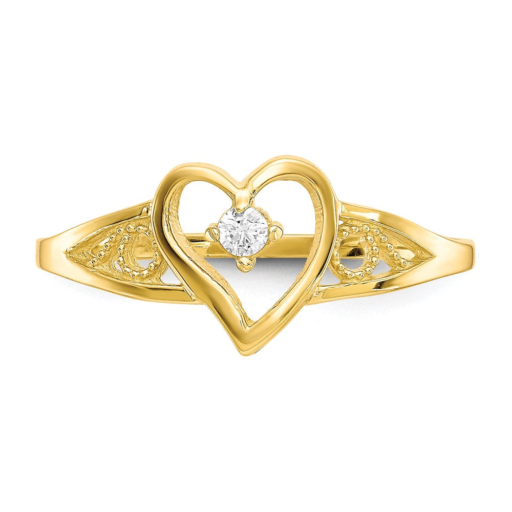 10K Gelbgold Herz Zirkonia Ring
