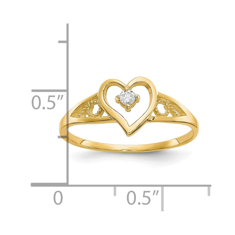 10K Gelbgold Herz Zirkonia Ring