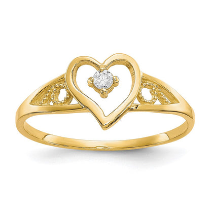 10K Gelbgold Herz Zirkonia Ring