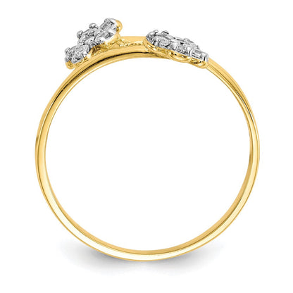 10K Gelbgold Doppelt Blume Zirkonia Ring