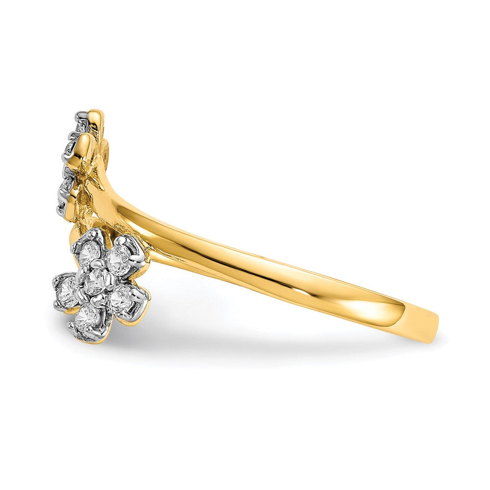 10K Gelbgold Doppelt Blume Zirkonia Ring