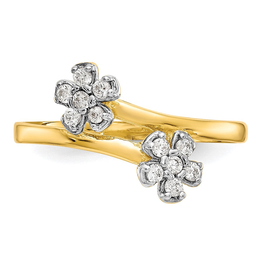 10K Gelbgold Doppelt Blume Zirkonia Ring