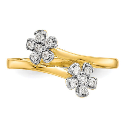 10K Gelbgold Doppelt Blume Zirkonia Ring