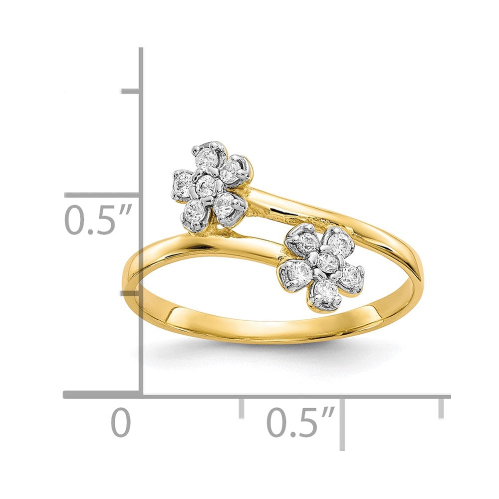 10K Gelbgold Doppelt Blume Zirkonia Ring