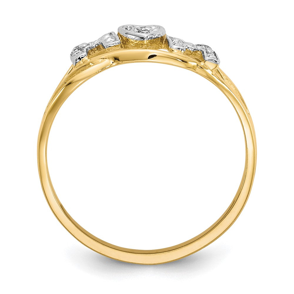 10K Gelb mit Rhodium 10K Mama Zirkonia Ring