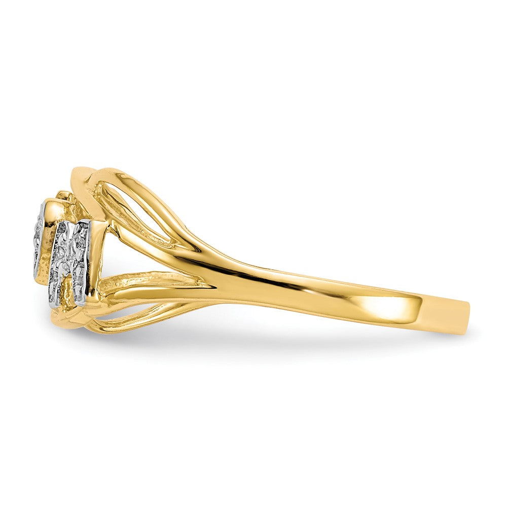 10K Gelb mit Rhodium 10K Mama Zirkonia Ring