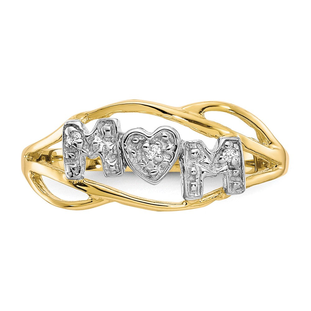 10K Gelb mit Rhodium 10K Mama Zirkonia Ring