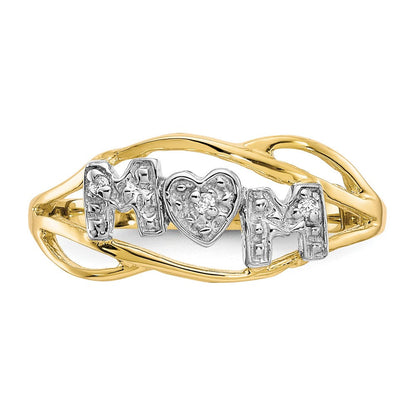 10K Gelb mit Rhodium 10K Mama Zirkonia Ring
