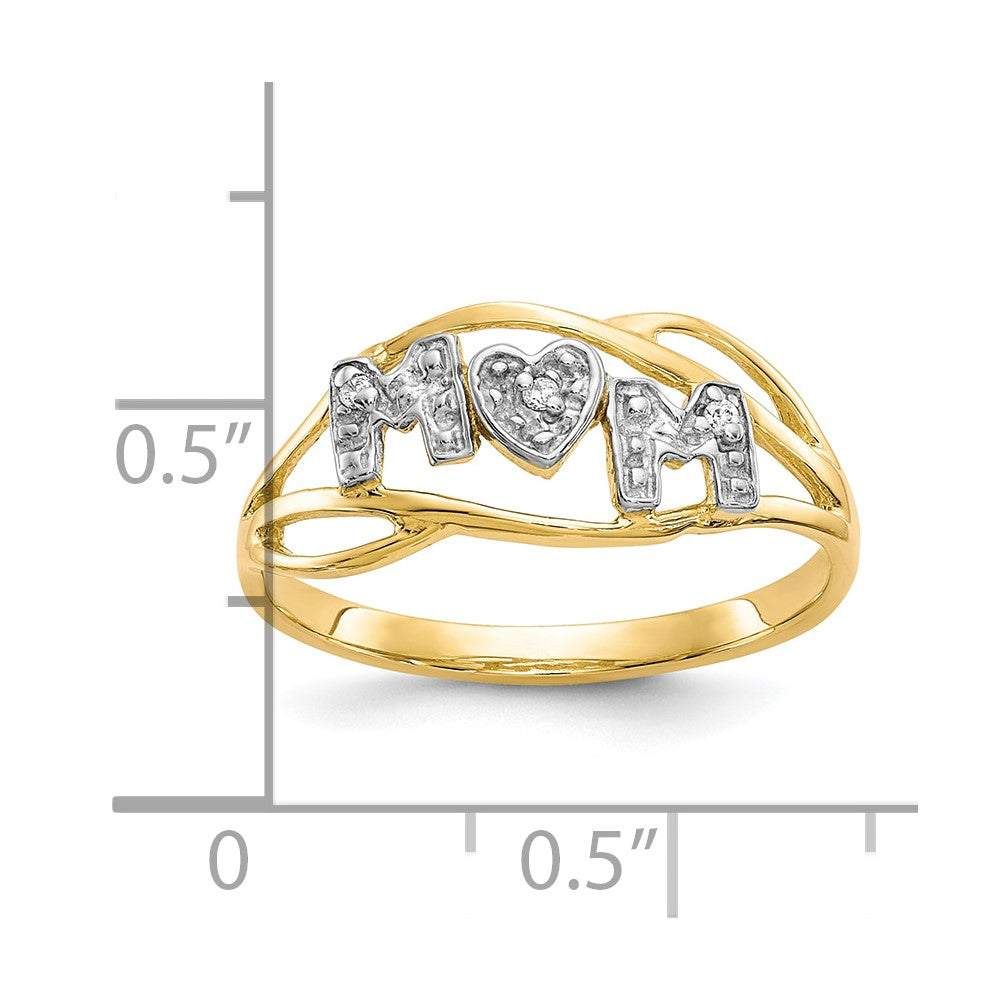 10K Gelb mit Rhodium 10K Mama Zirkonia Ring
