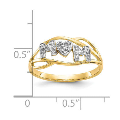 10K Gelb mit Rhodium 10K Mama Zirkonia Ring