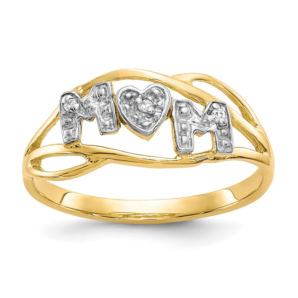10K Gelb mit Rhodium 10K Mama Zirkonia Ring