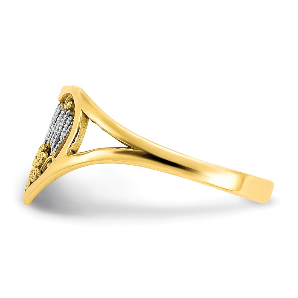 10K Gelbgold Ring mit Rhodium und Herz-Motiv für Mütter