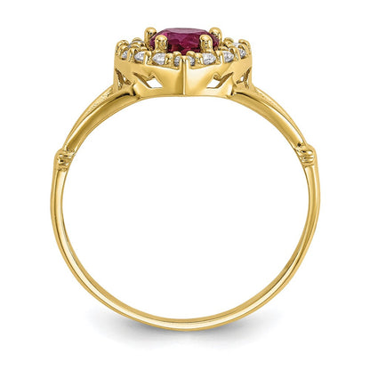 10K Gelbgold 10K Rot und Weiß Zirkonia Herz Ring