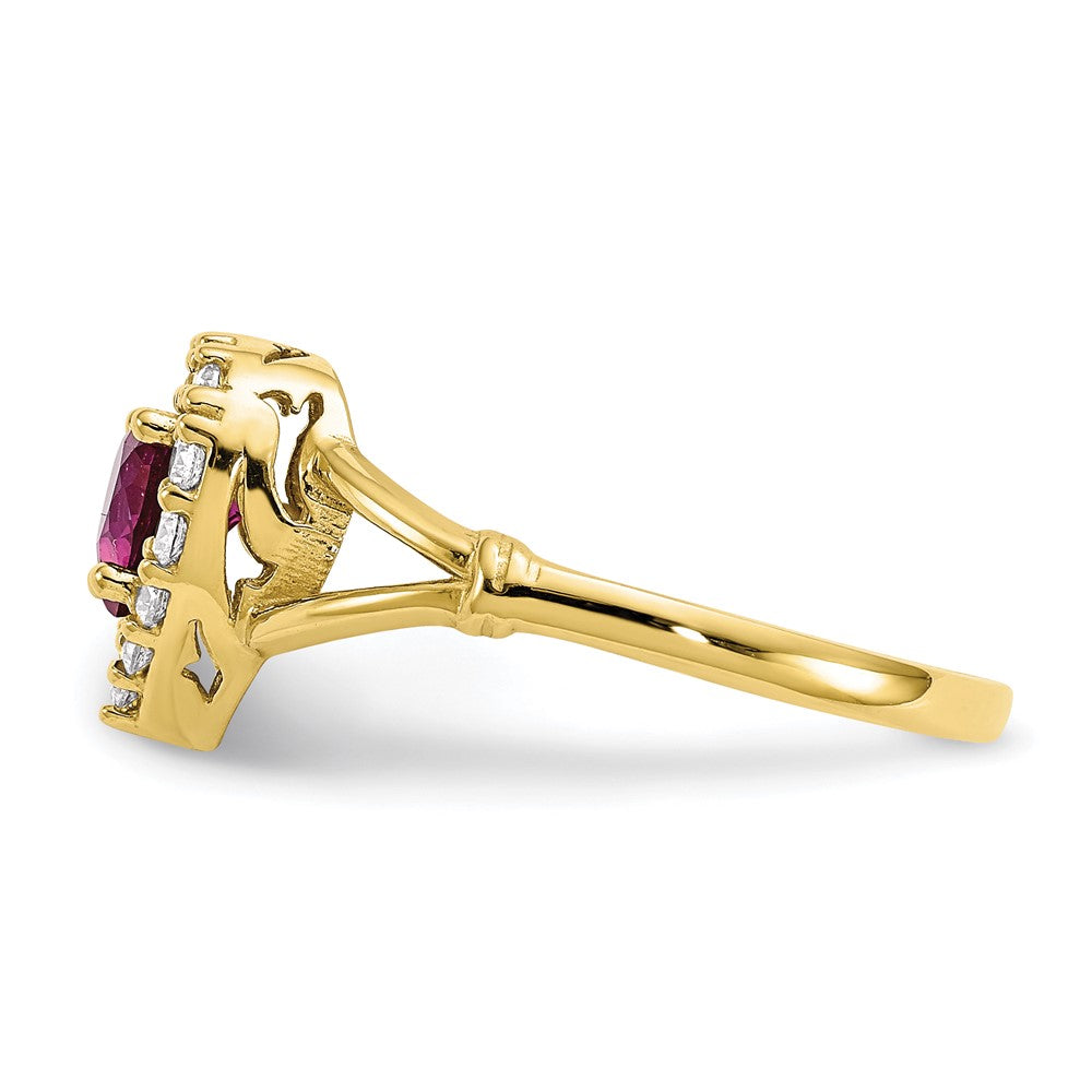 10K Gelbgold 10K Rot und Weiß Zirkonia Herz Ring