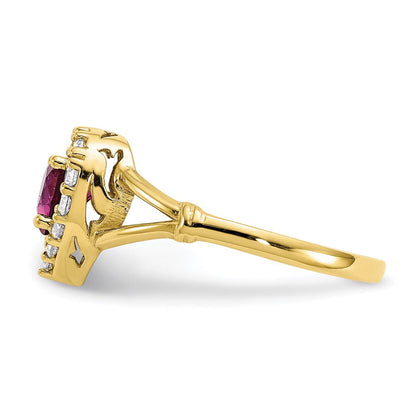 10K Gelbgold 10K Rot und Weiß Zirkonia Herz Ring