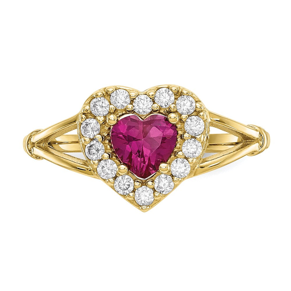 10K Gelbgold 10K Rot und Weiß Zirkonia Herz Ring
