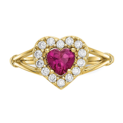 10K Gelbgold 10K Rot und Weiß Zirkonia Herz Ring
