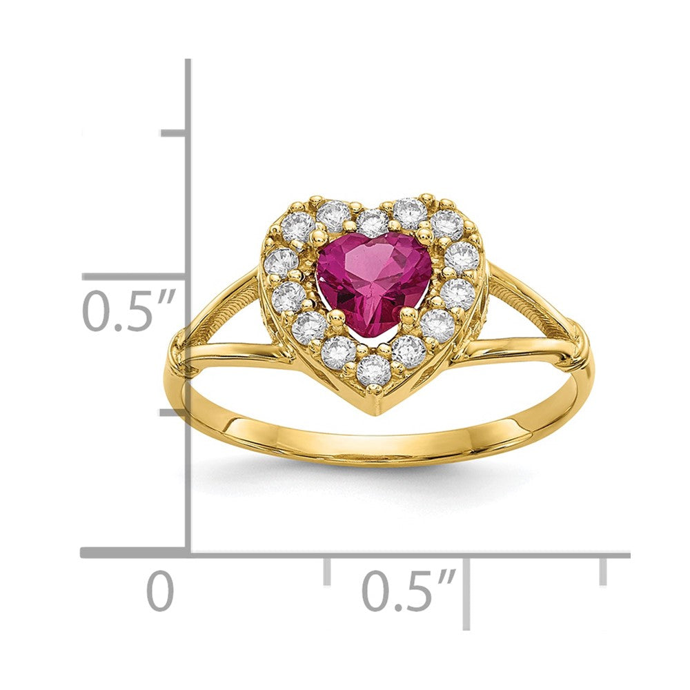 10K Gelbgold 10K Rot und Weiß Zirkonia Herz Ring