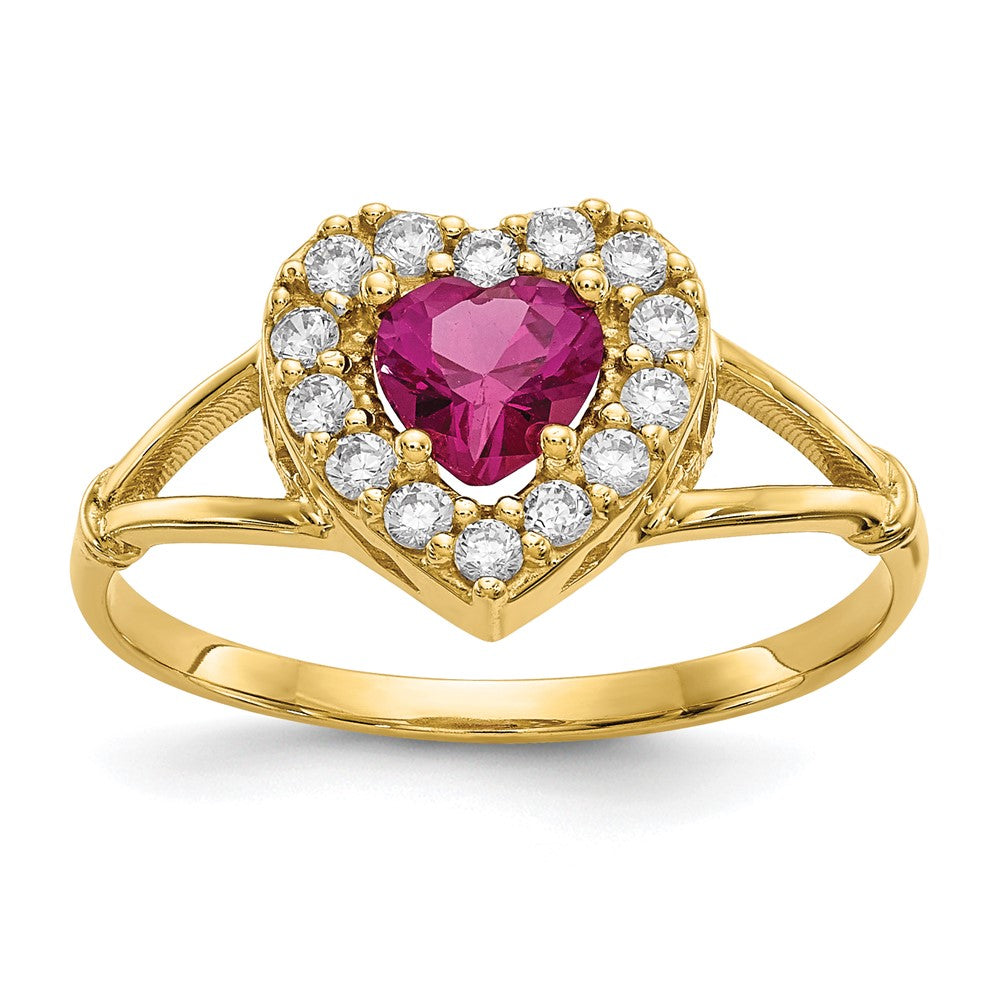 10K Gelbgold 10K Rot und Weiß Zirkonia Herz Ring