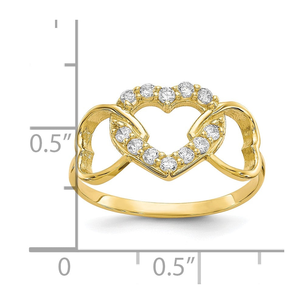 10K Gelbgold Zirkonia Herz Ring